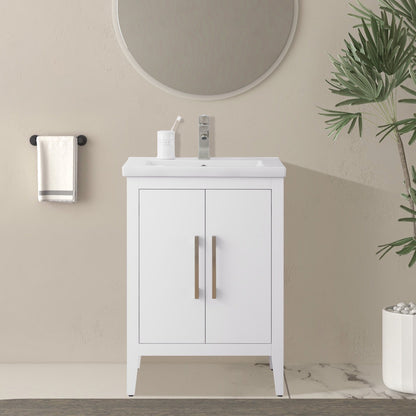 Meuble-lavabo de salle de bain Vanity Art avec lavabo simple, plateau en céramique, disponible en 20, 24 ou 30 pouces.