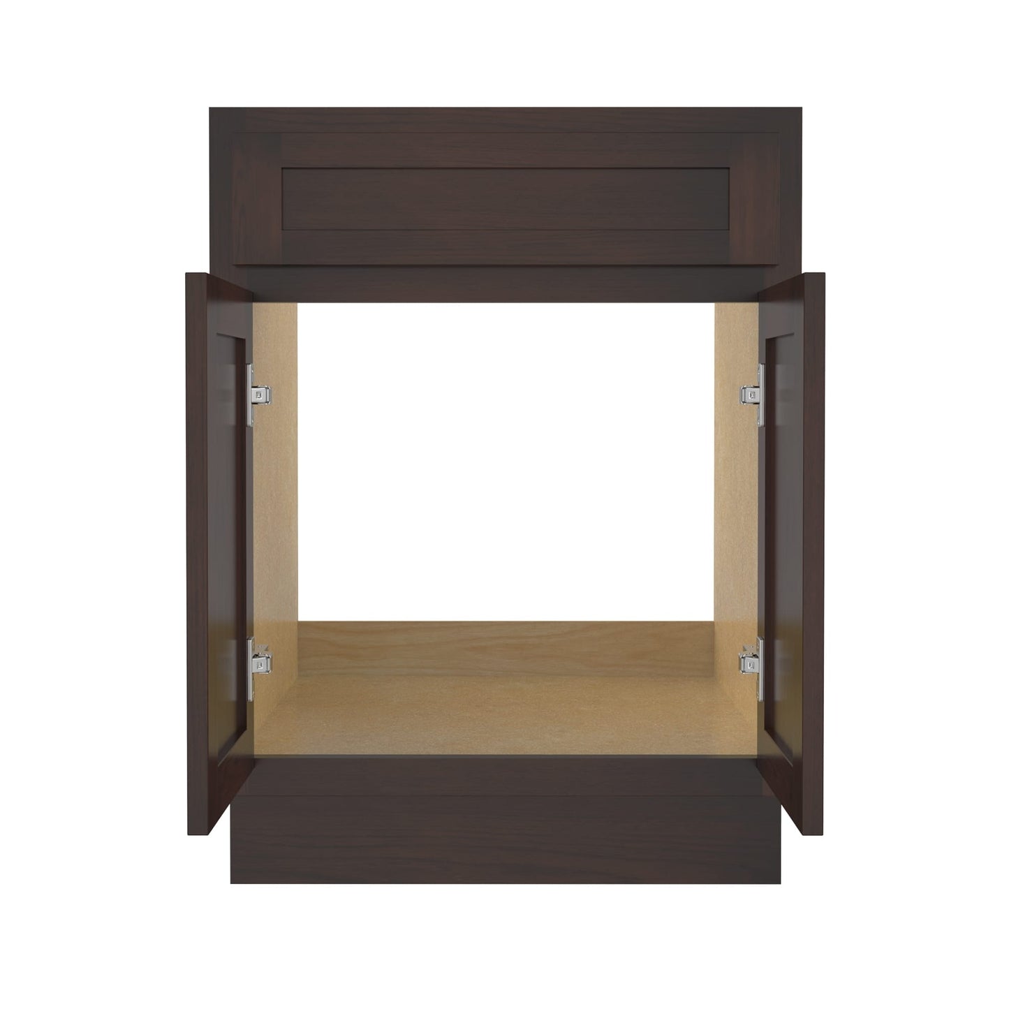 Meuble-lavabo de salle de bain Vanity Art en bois massif, 60 cm (24 pouces), avec lavabo simple.