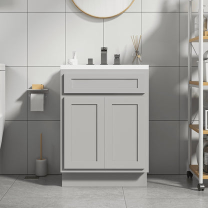 Meuble-lavabo de salle de bain Vanity Art en bois massif, 60 cm (24 pouces), avec lavabo simple.