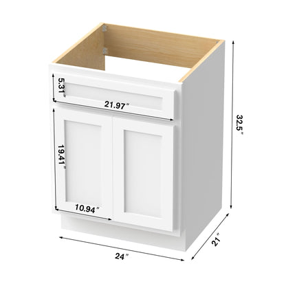 Meuble-lavabo de salle de bain Vanity Art en bois massif, 60 cm (24 pouces), avec lavabo simple.