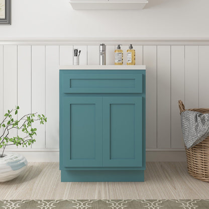 Meuble-lavabo de salle de bain Vanity Art en bois massif, 60 cm (24 pouces), avec lavabo simple.
