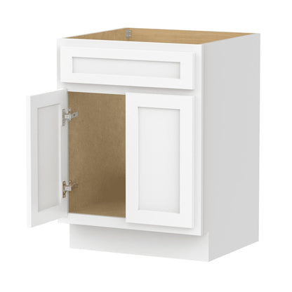 Meuble-lavabo de salle de bain Vanity Art en bois massif, 60 cm (24 pouces), avec lavabo simple.