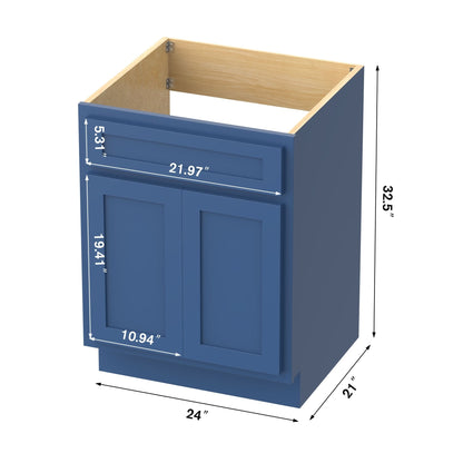 Meuble-lavabo de salle de bain Vanity Art en bois massif, 60 cm (24 pouces), avec lavabo simple.