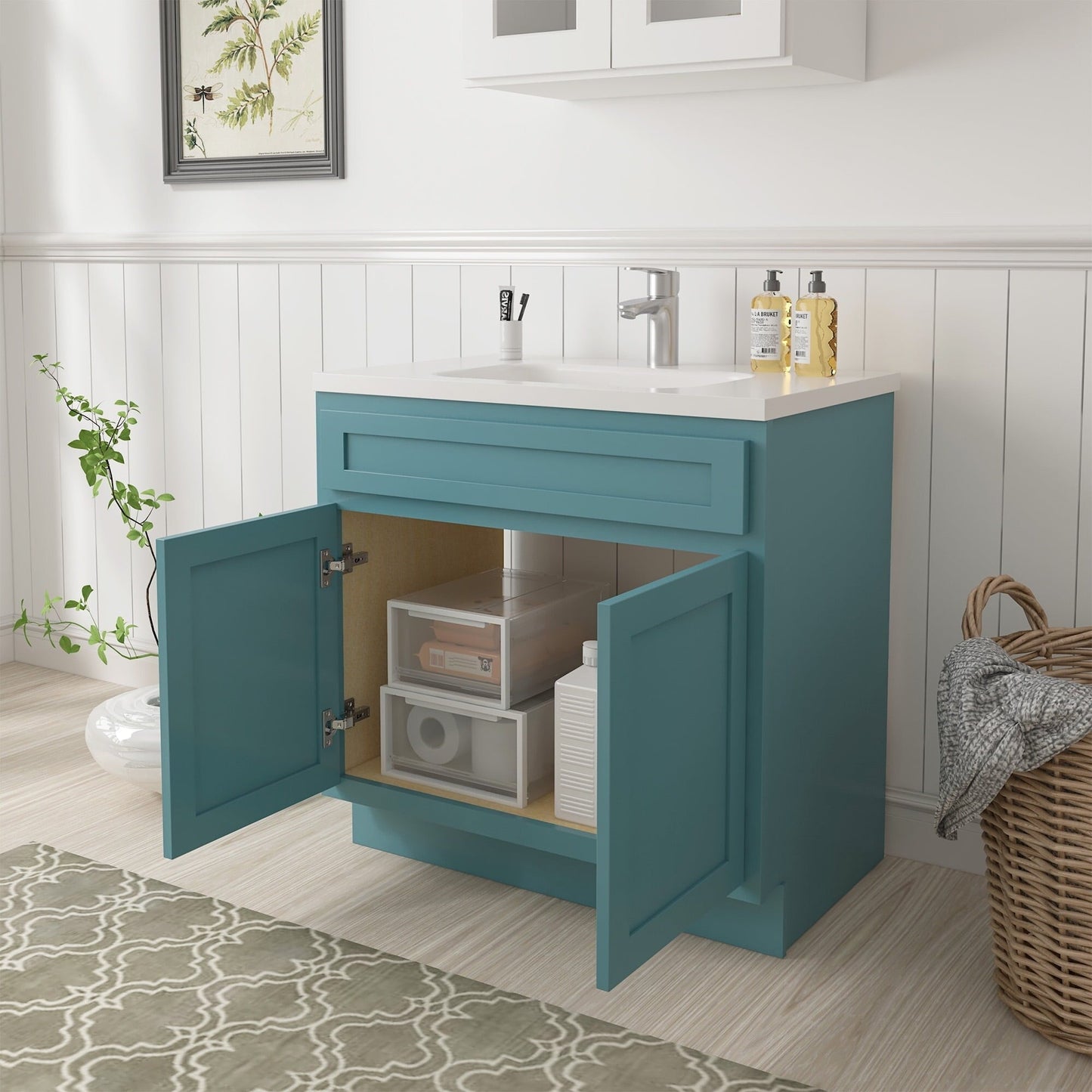 Meuble-lavabo de salle de bain Art Vanity à 36 pouces avec lavabo simple.