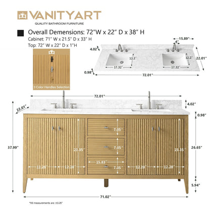 Meuble-lavabo de salle de bain Art 72 avec double lavabo et dessus en marbre synthétique.