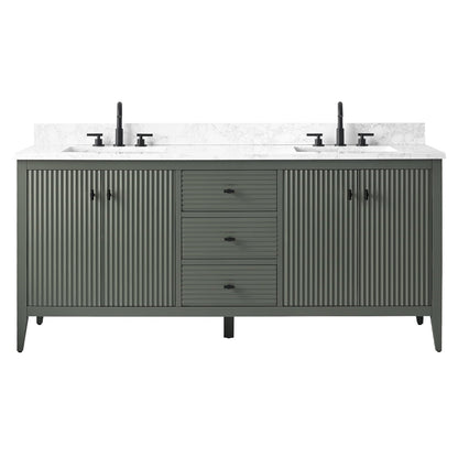 Meuble-lavabo de salle de bain Art 72 avec double lavabo et dessus en marbre synthétique.