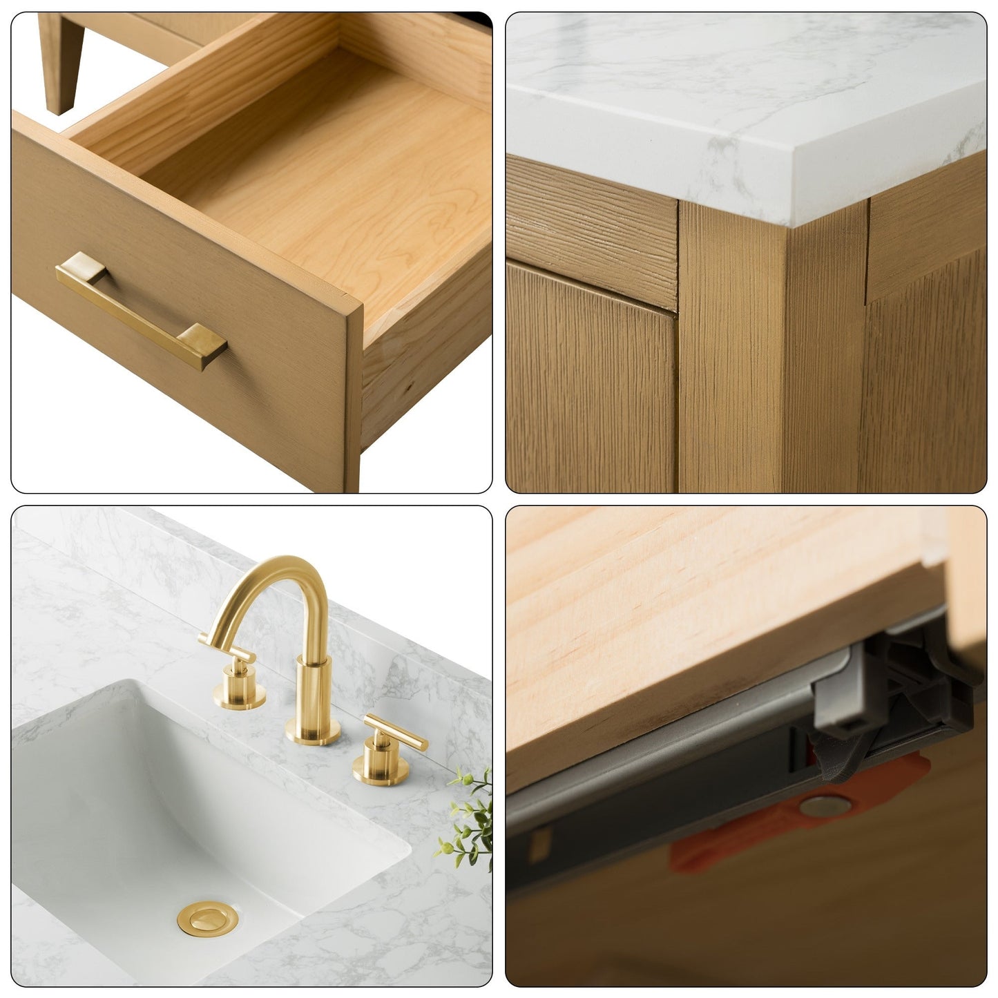 Meuble-lavabo de salle de bain Art 72 avec double lavabo et dessus en marbre synthétique.