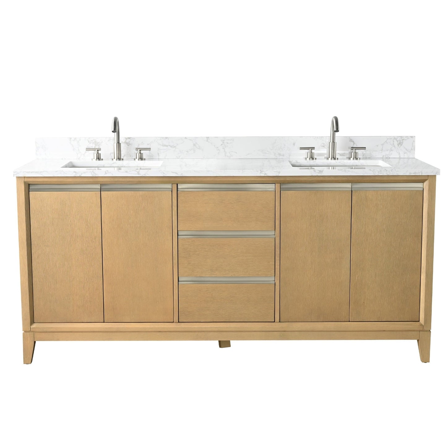 Meuble-lavabo Vanity Art avec lavabo en céramique et plan de travail en marbre composite.