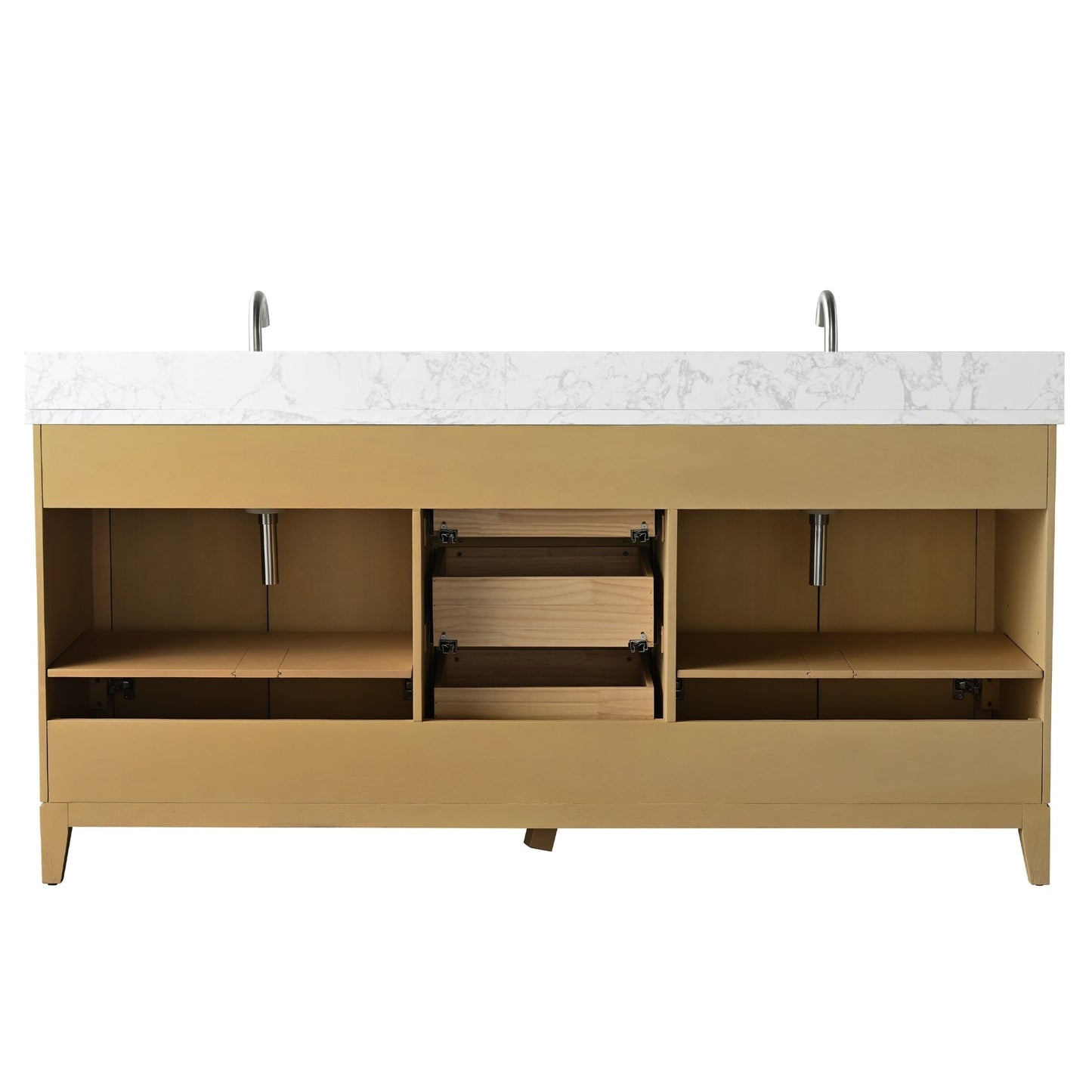 Meuble-lavabo Vanity Art avec lavabo en céramique et plan de travail en marbre composite.