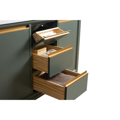 Meuble-lavabo Vanity Art avec lavabo en céramique et plan de travail en marbre composite.