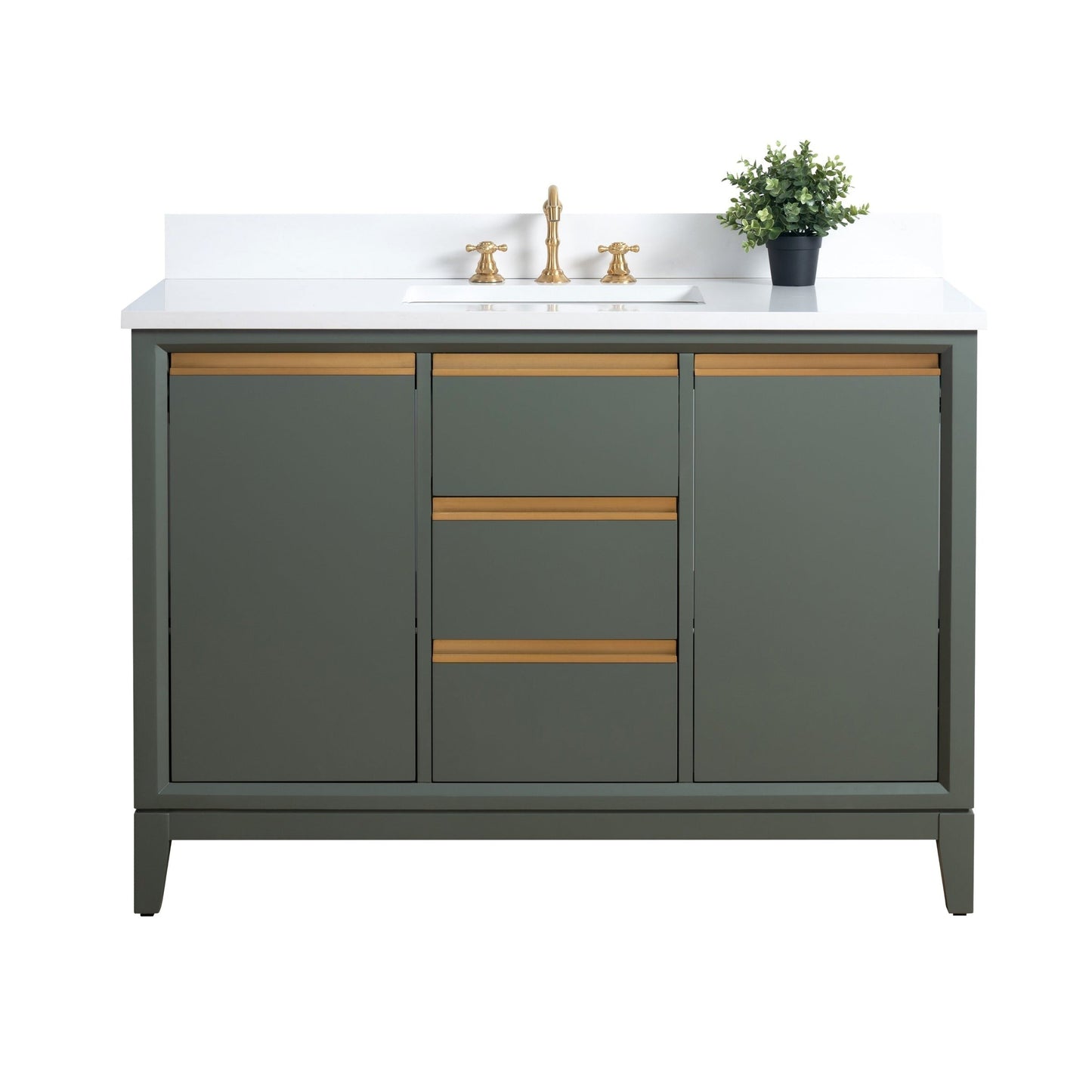 Meuble-lavabo Vanity Art avec lavabo en céramique et plan de travail en marbre composite.