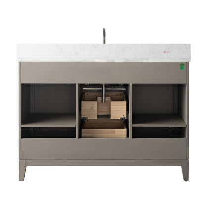 Meuble-lavabo Vanity Art avec lavabo en céramique et plan de travail en marbre composite.