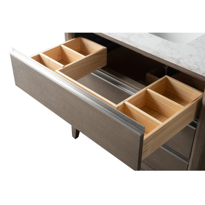 Meuble-lavabo Vanity Art avec lavabo en céramique et plan de travail en marbre composite.