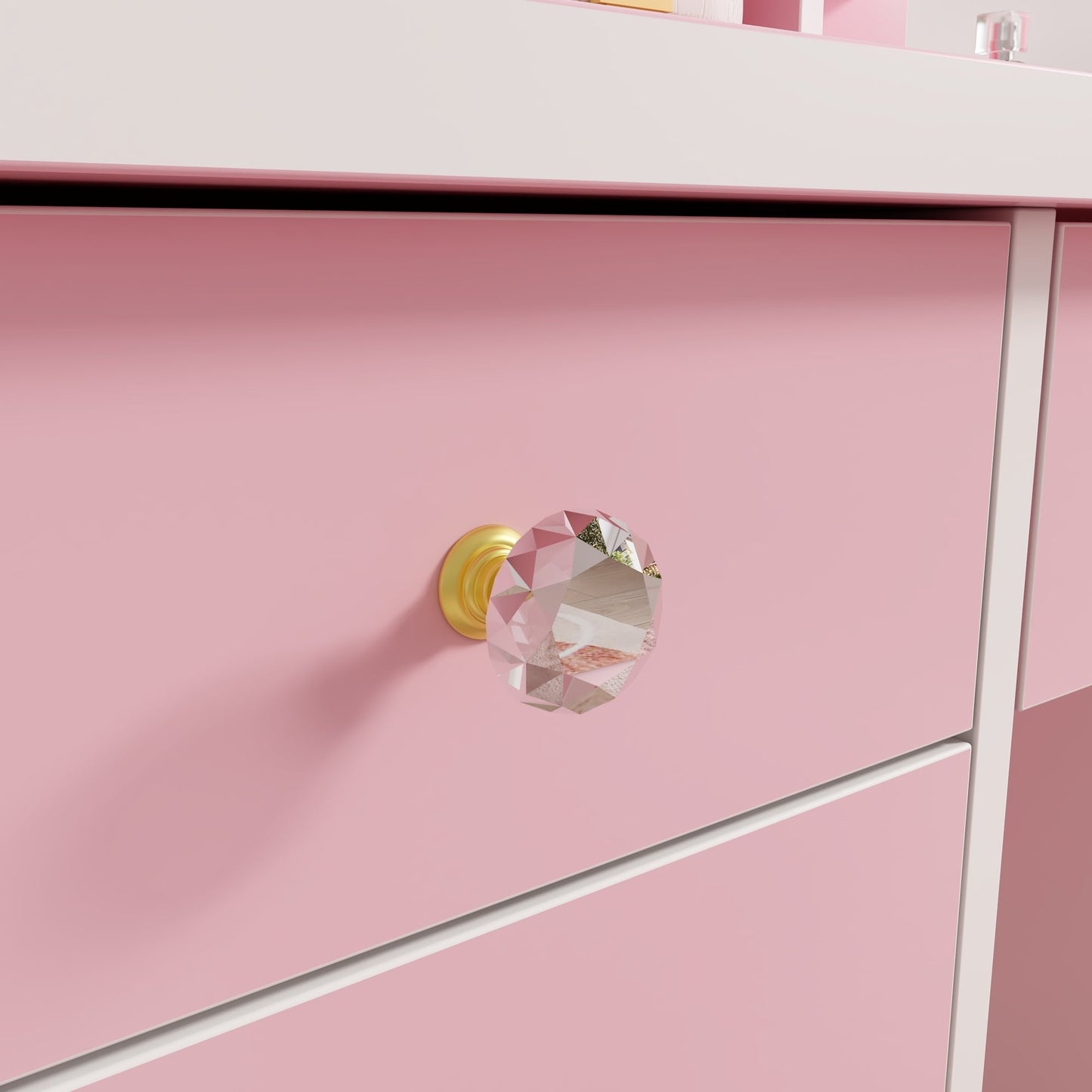 Coiffeuse avec miroir et lampe, table de maquillage et de coiffure avec tabouret.