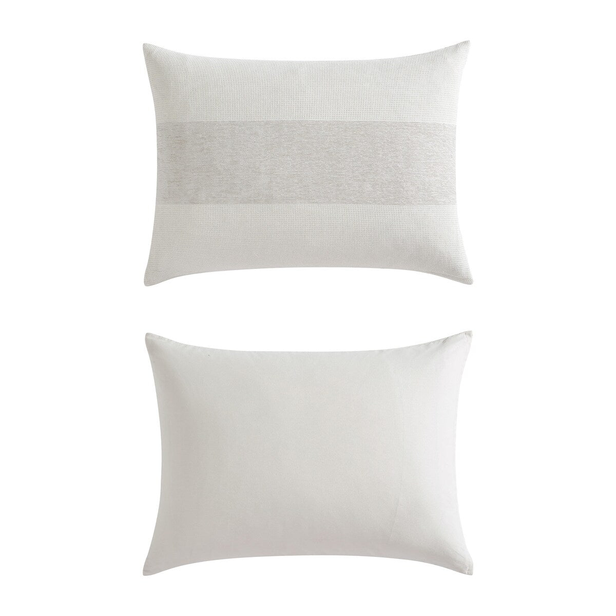 Ensemble de couette Vera Wang en chenille à rayures en forme de gaufre, couleur beige.