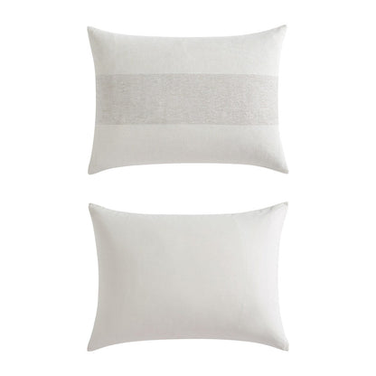 Ensemble de couette Vera Wang en chenille à rayures en forme de gaufre, couleur beige.