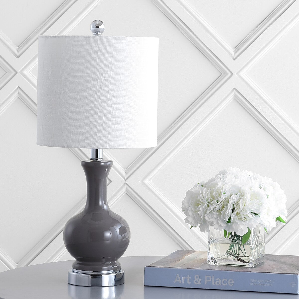 Lampe de table LED Vermont 22 en verre et métal, blanche (lot de 2) par JONATHAN Y