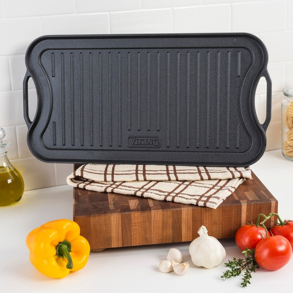 Poêle à griller/plancha réversible en fonte Viking de 20 pouces (pré-épices)