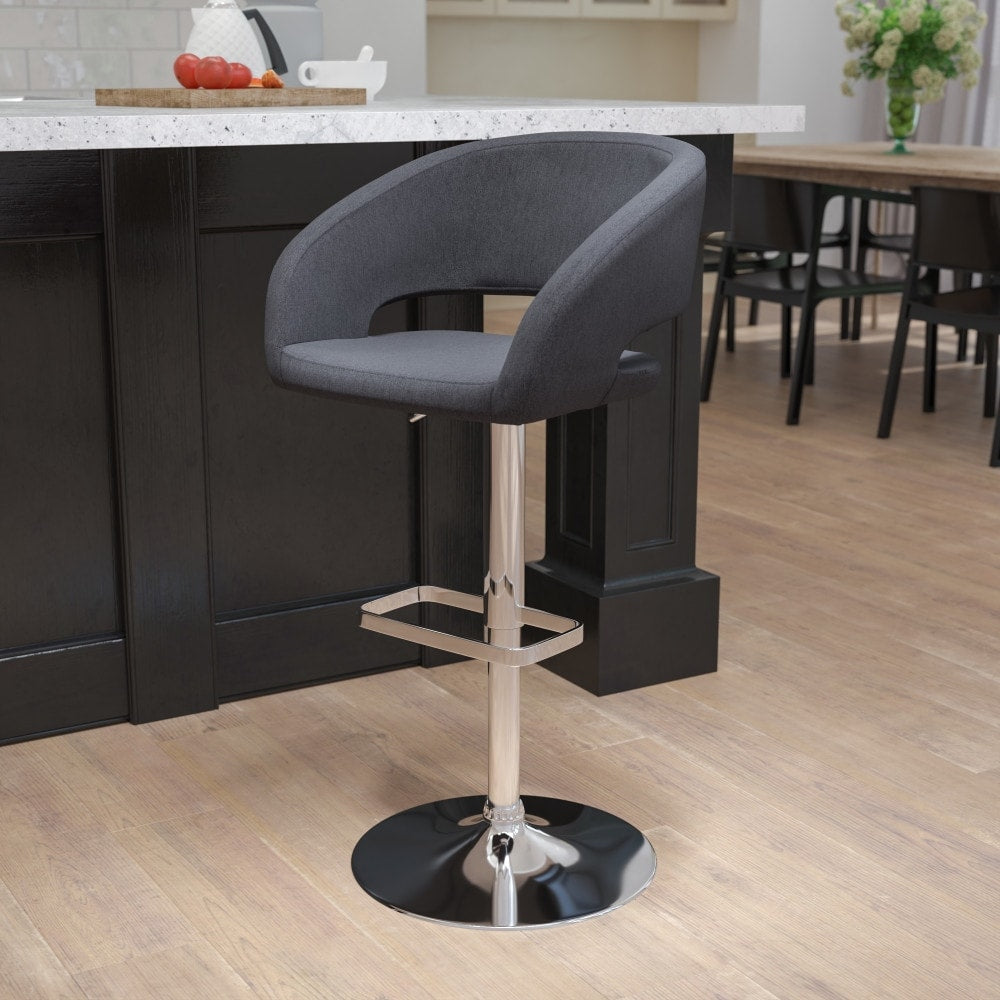 Tabouret de bar moderne rembourré et à hauteur réglable avec dossier arrondi