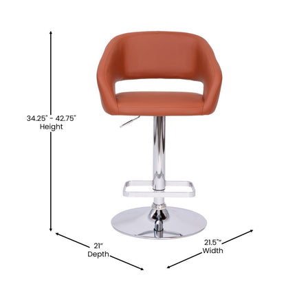 Tabouret de bar moderne rembourré et à hauteur réglable avec dossier arrondi
