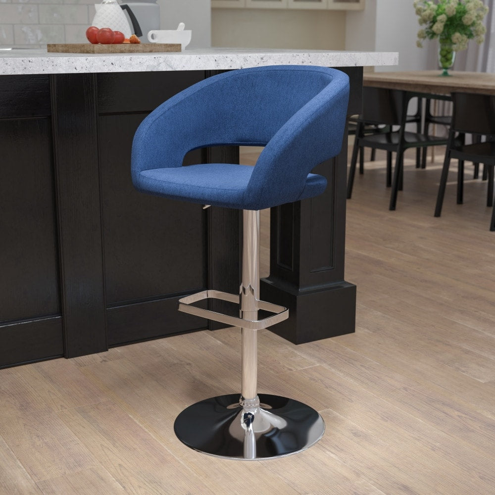 Tabouret de bar moderne rembourré et à hauteur réglable avec dossier arrondi