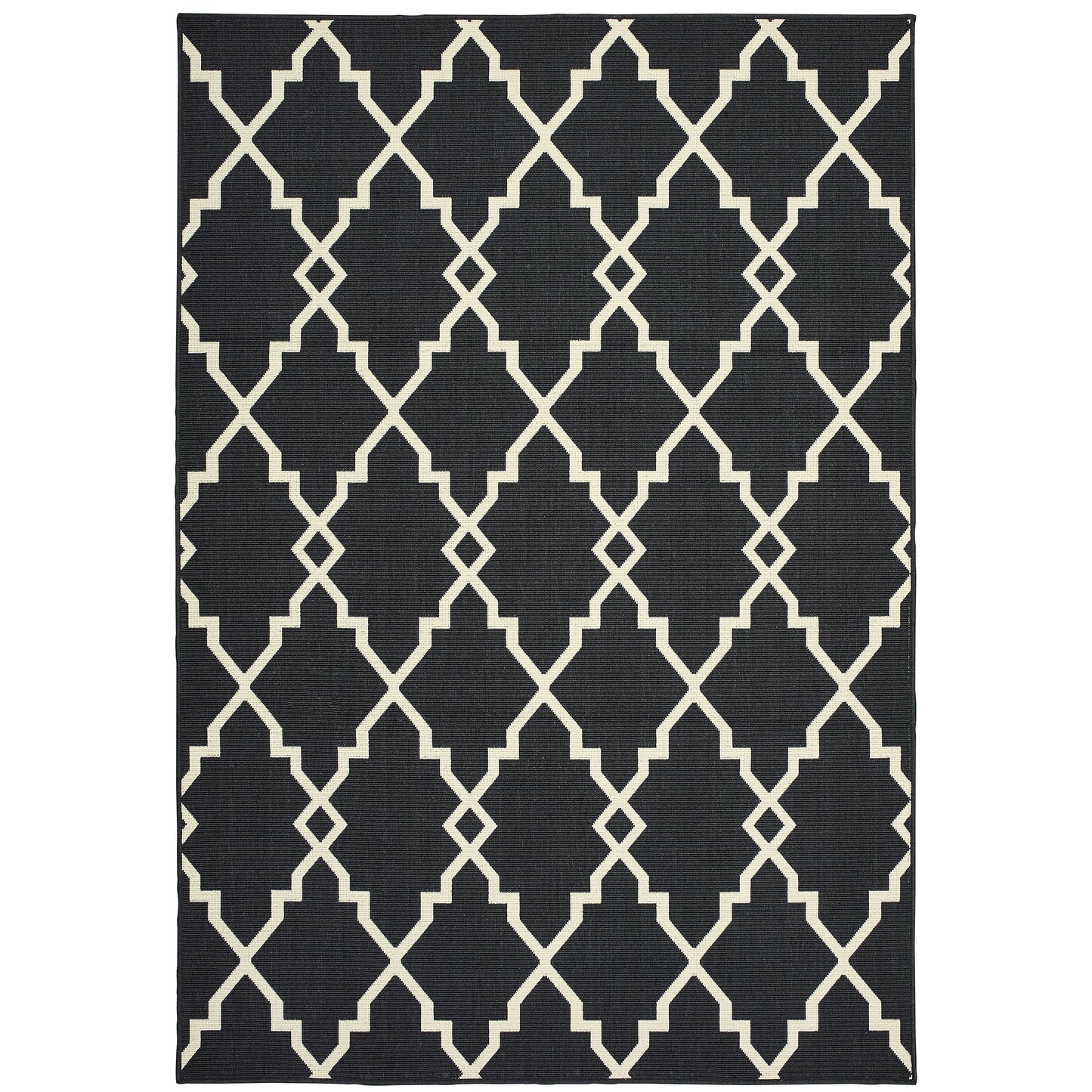 Vista Home Malta Lattice Black/ Off-White Indoor Outdoor Area Rug.
