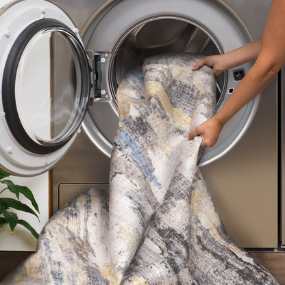 Vista Home Marissa Washable Abstract Grey/ Blue Indoor Area Rug