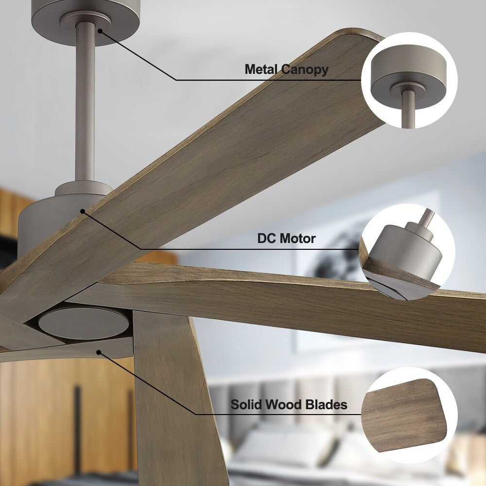 WINGBO Ventilateur de plafond intérieur à 54 pouces avec moteur DC, sans éclairage - N/A