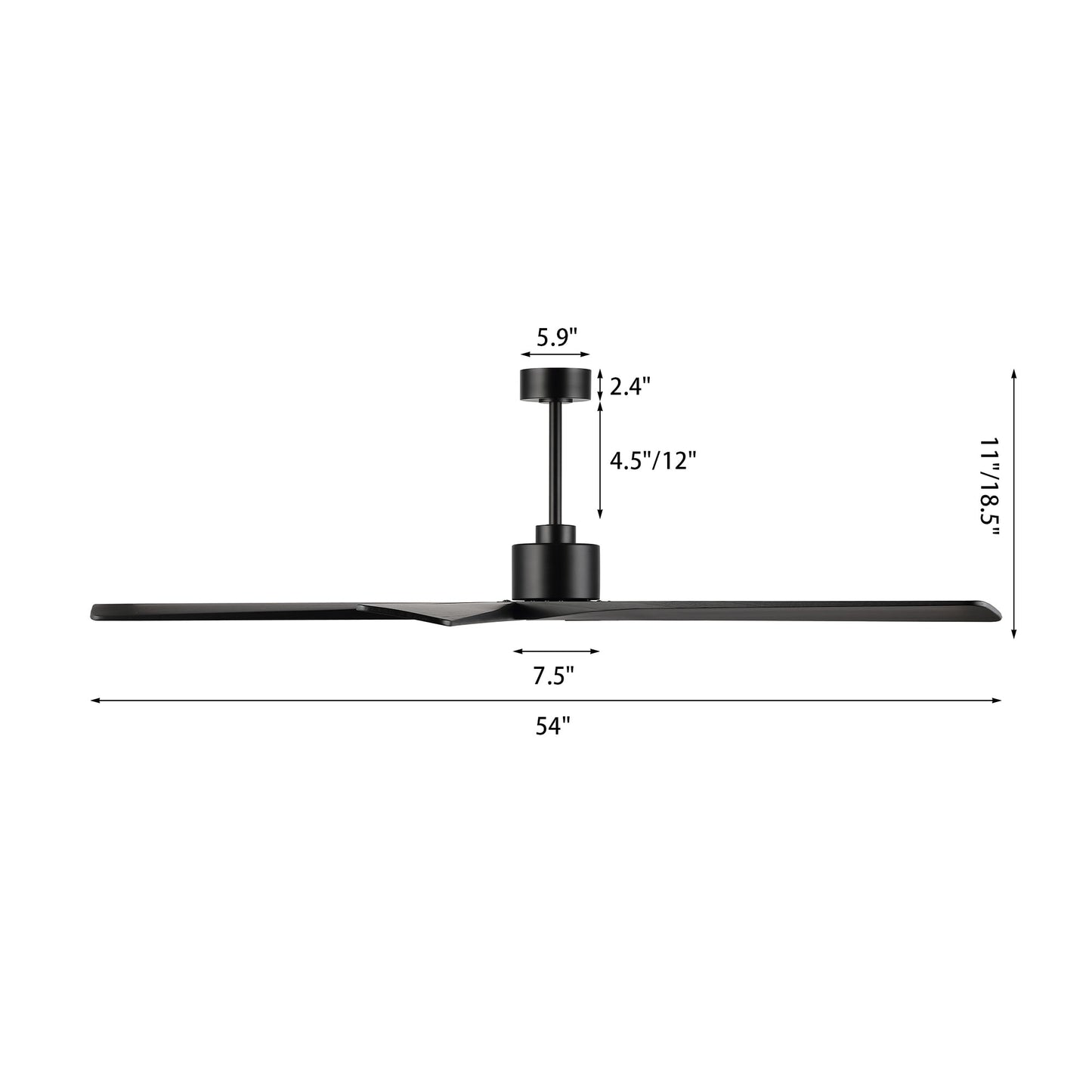WINGBO Ventilateur de plafond intérieur à 54 pouces avec moteur DC, sans éclairage - N/A