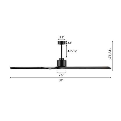 WINGBO Ventilateur de plafond intérieur à 54 pouces avec moteur DC, sans éclairage - N/A