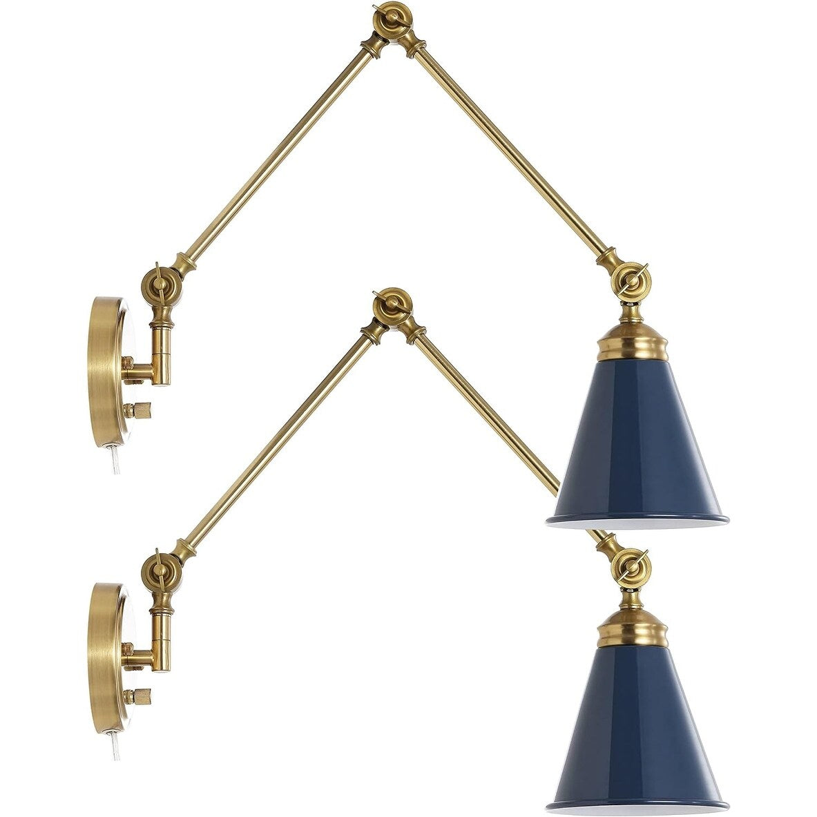 WINGBO Industrial Swing Arm Wall Sconce with Metal Shade,2-Pack...