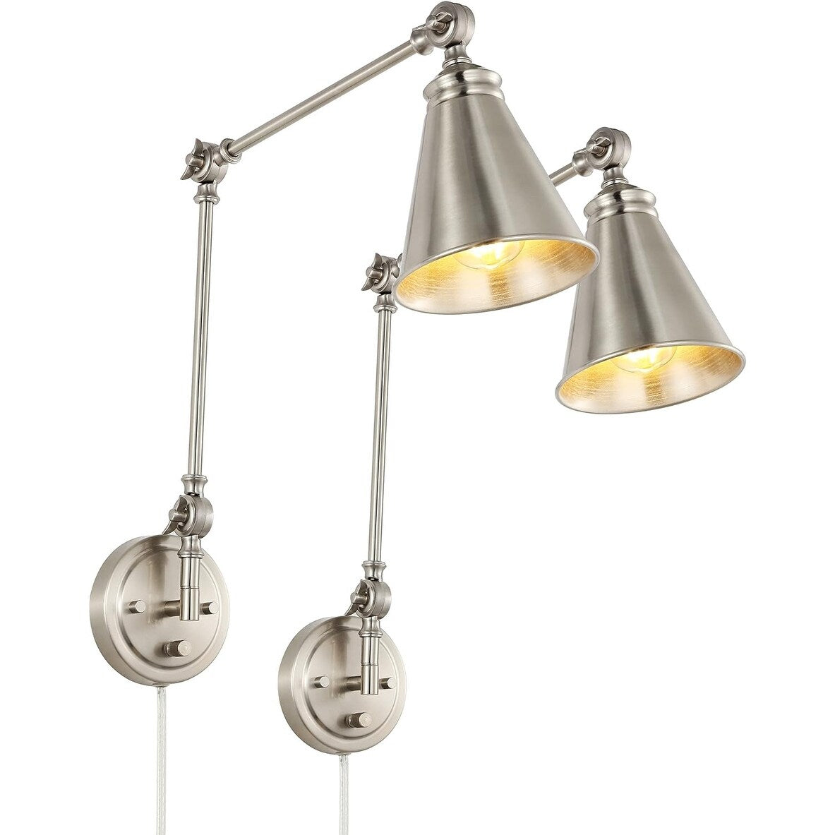 WINGBO Industrial Swing Arm Wall Sconce with Metal Shade,2-Pack...