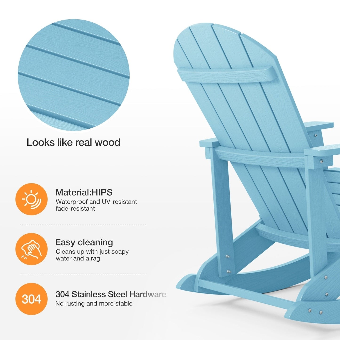 WINSOON Chaise à bascule d'extérieur, résistante aux intempéries, lot de 2