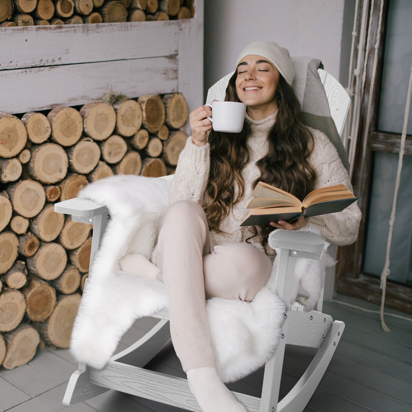 WINSOON Chaise à bascule d'extérieur, résistante aux intempéries, lot de 2