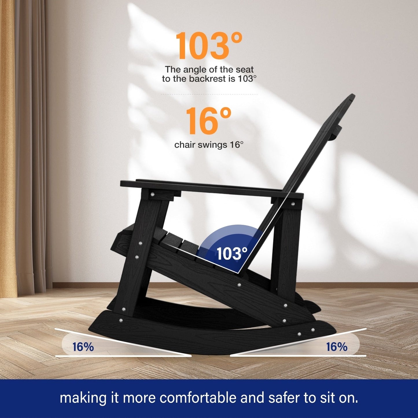 WINSOON Chaise à bascule d'extérieur, résistante aux intempéries, lot de 2