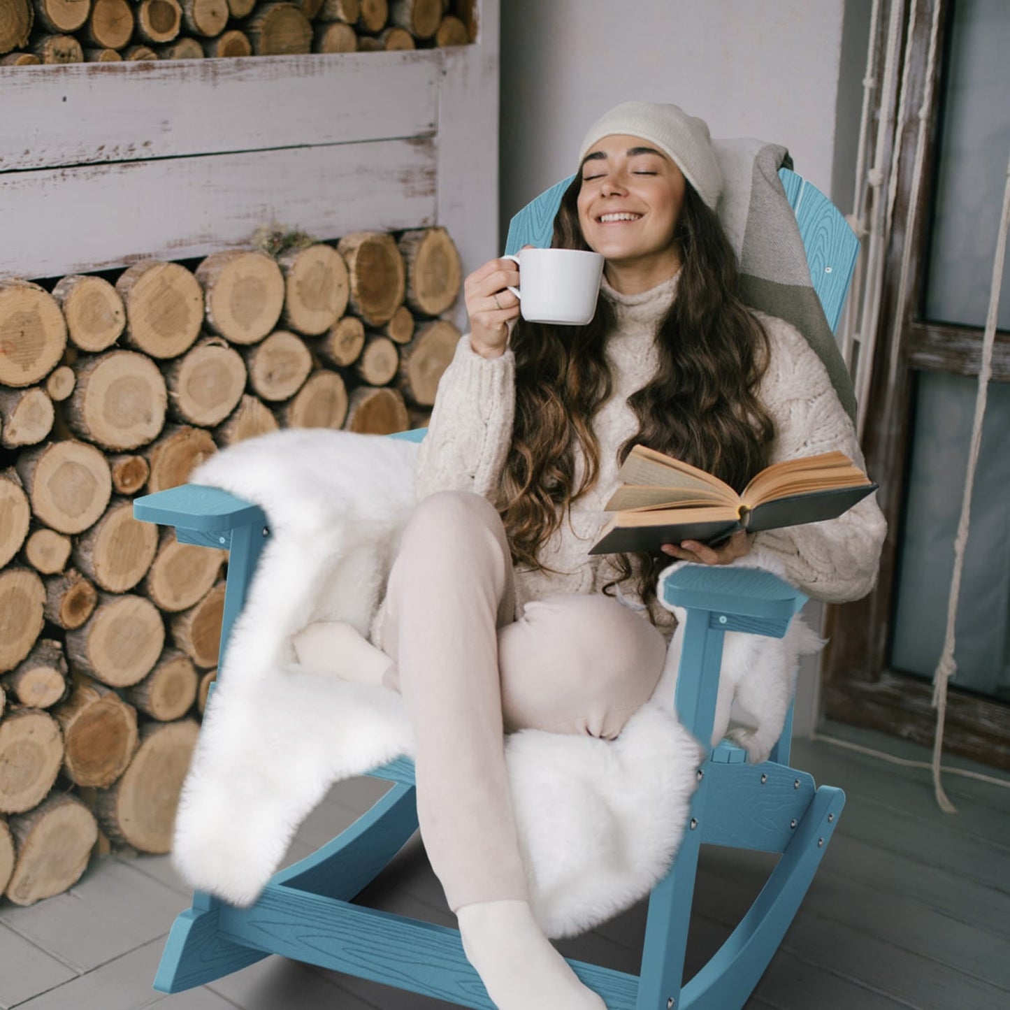 WINSOON Chaise à bascule d'extérieur, résistante aux intempéries, lot de 2