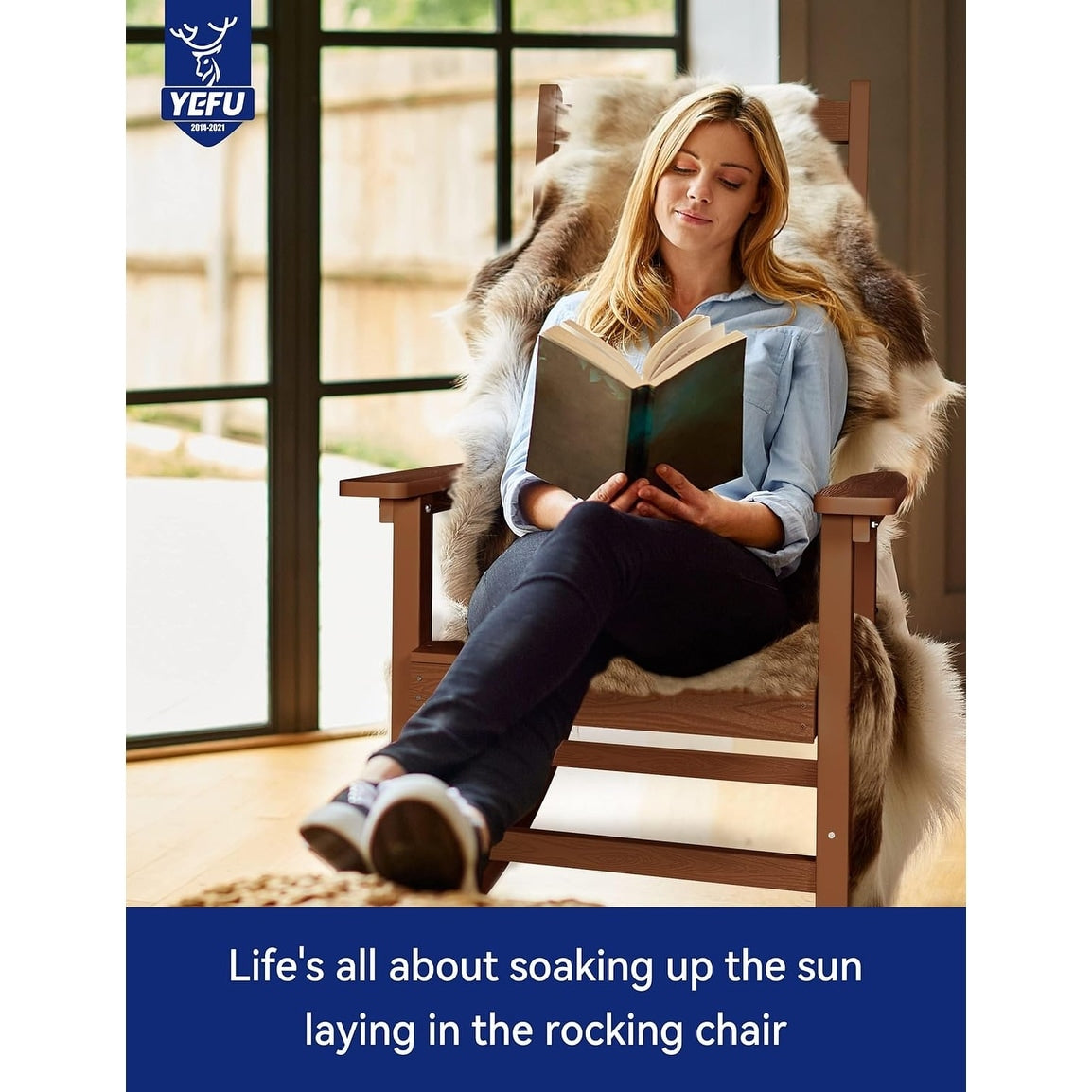 WINSOON Chaise à bascule d'extérieur, résistante aux intempéries, lot de 2