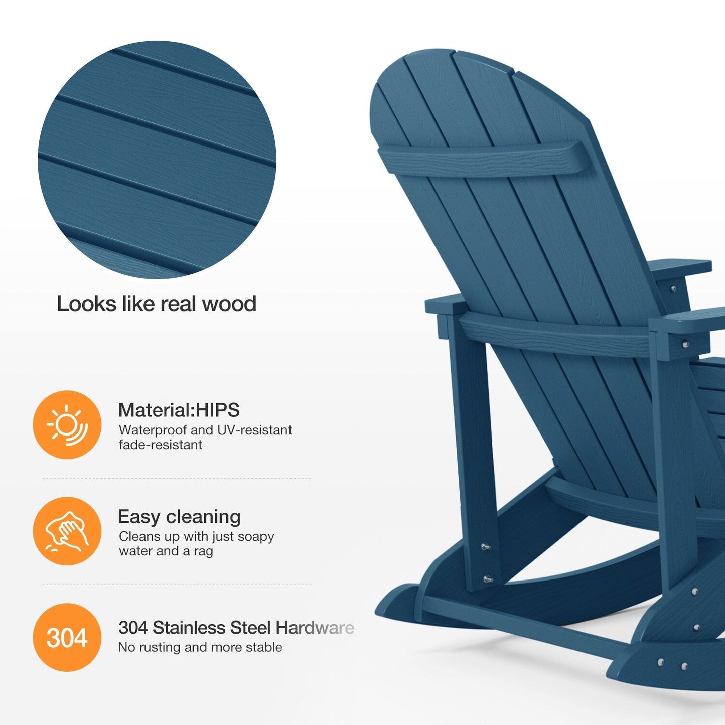 WINSOON Chaise à bascule d'extérieur, résistante aux intempéries, lot de 2