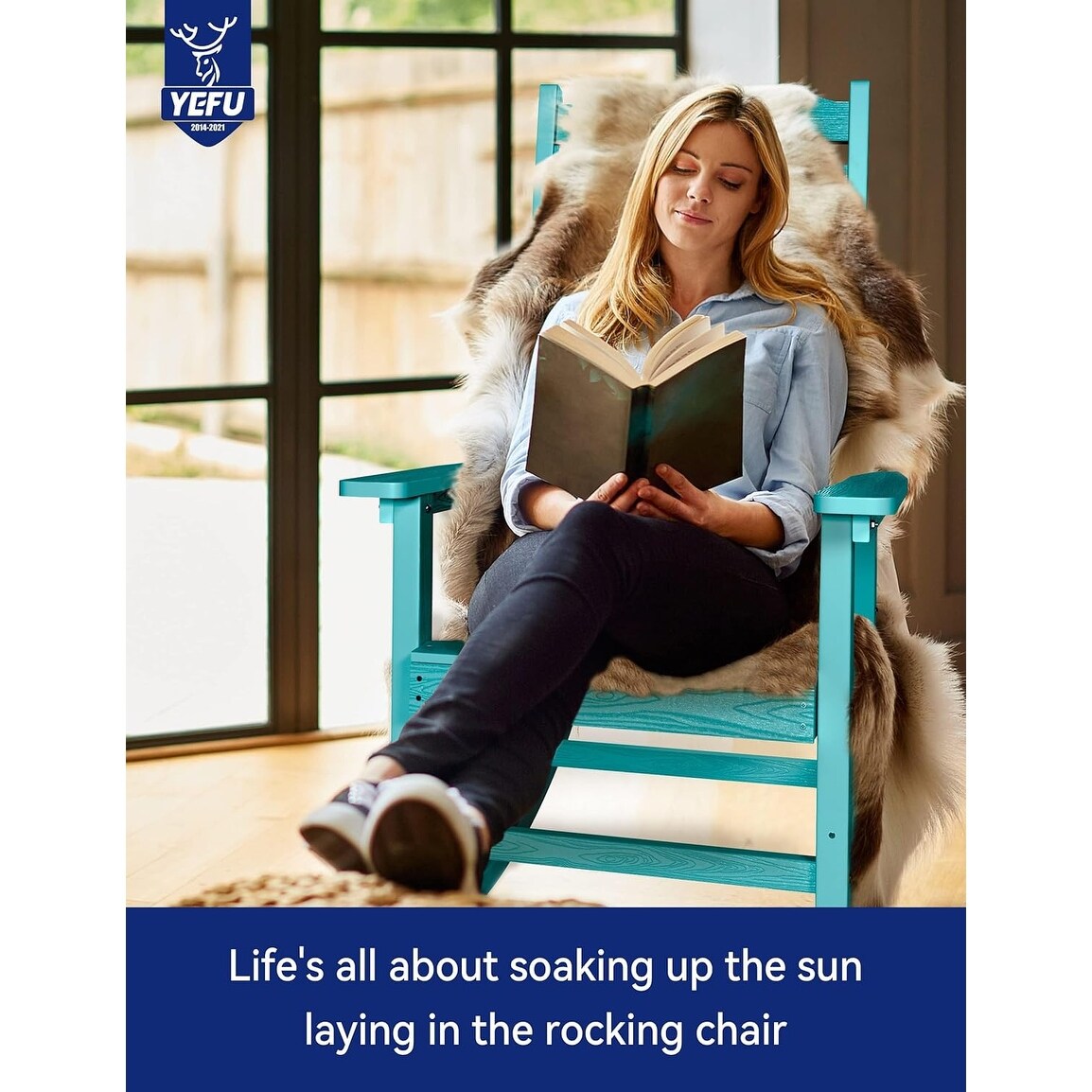 WINSOON Chaise à bascule d'extérieur, résistante aux intempéries, lot de 2