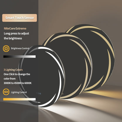 Miropoir de salle de bain à LED étanche, tactile, anti-buée, avec éclairage variable.