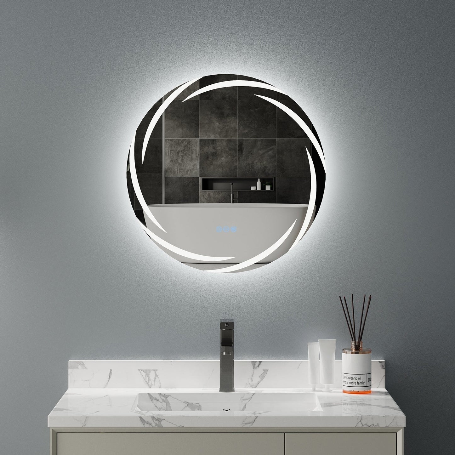 Miropoir de salle de bain à LED étanche, tactile, anti-buée, avec éclairage variable.