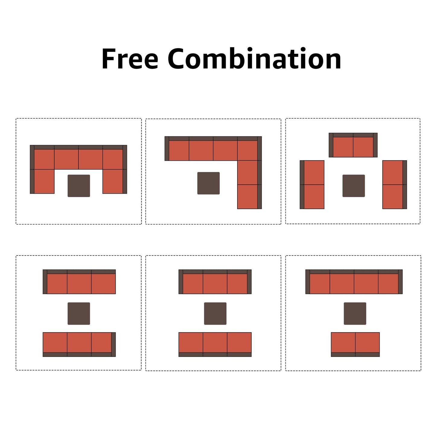 Ensemble de canapé d'extérieur modulable en osier et acier avec coussins, 7 pièces