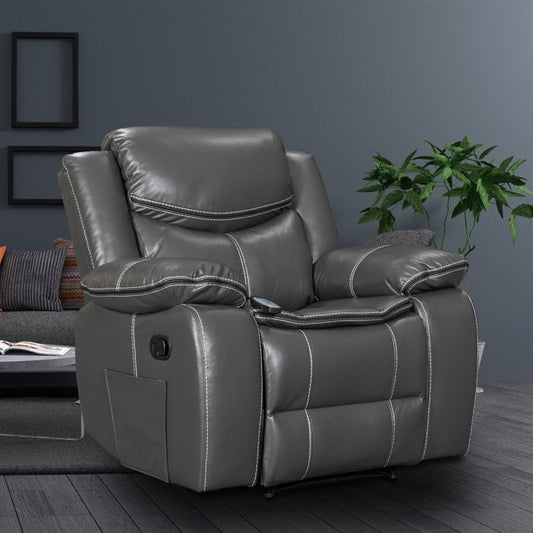 Fauteuil inclinable large en cuir durable avec massage et chauffage.