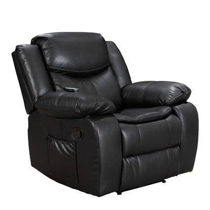 Fauteuil inclinable large en cuir durable avec massage et chauffage.