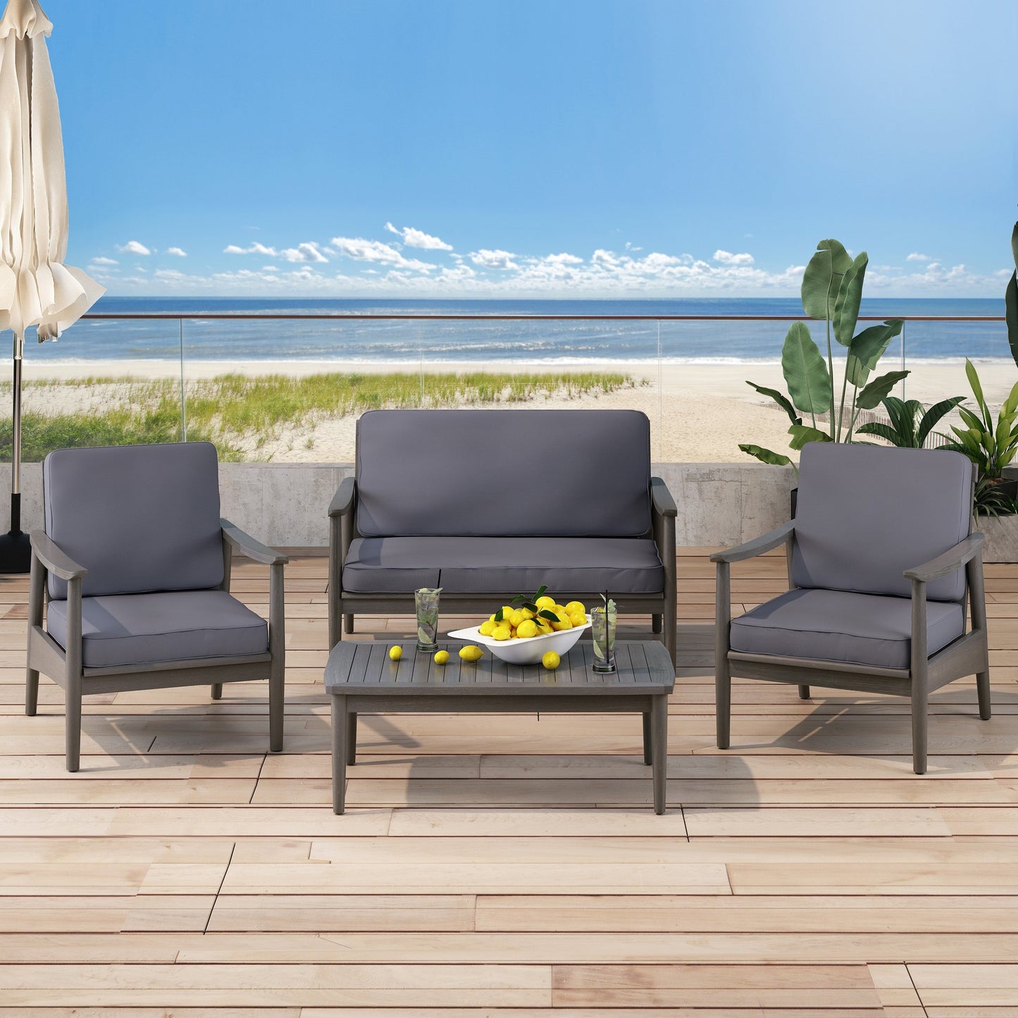 Salon de jardin Willowbrook en acacia, 4 places, de Christopher Knight Home