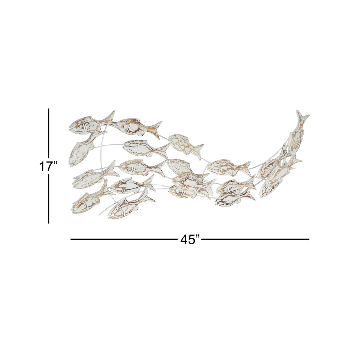 Poisson en bois fait à la main, décoration murale pour la maison, effet vieilli brun - Blanc - Roche River Decor