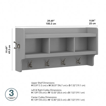 Porte-manteau mural Woodland 40W avec étagère de Bush Furniture