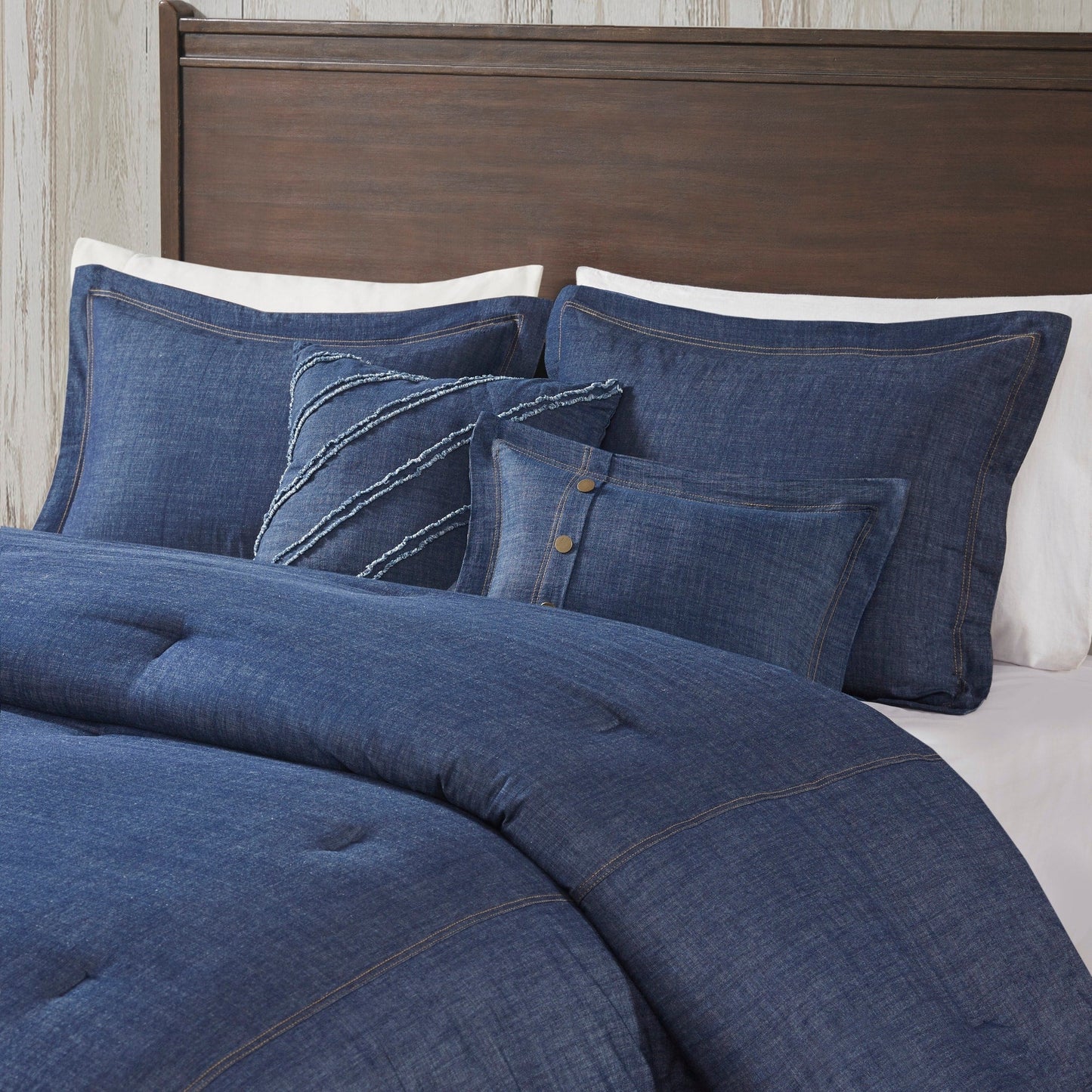 Ensemble de couette en jean Perry Blue de Woolrich, surdimensionné et surrempli