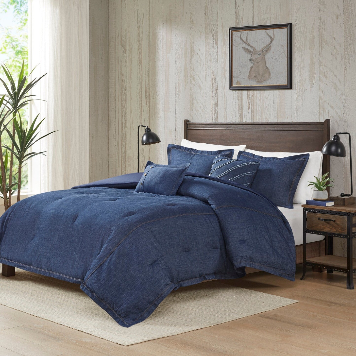 Ensemble de couette en jean Perry Blue de Woolrich, surdimensionné et surrempli