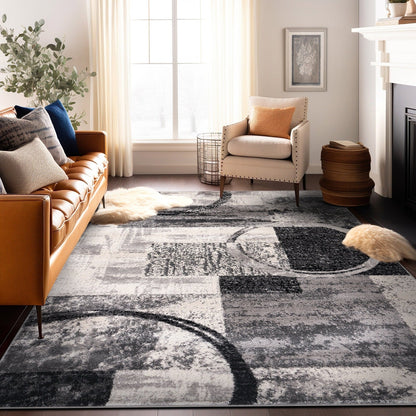 World Rug Gallery Abstract Polypropylene Machine-Made Circle Area Rug